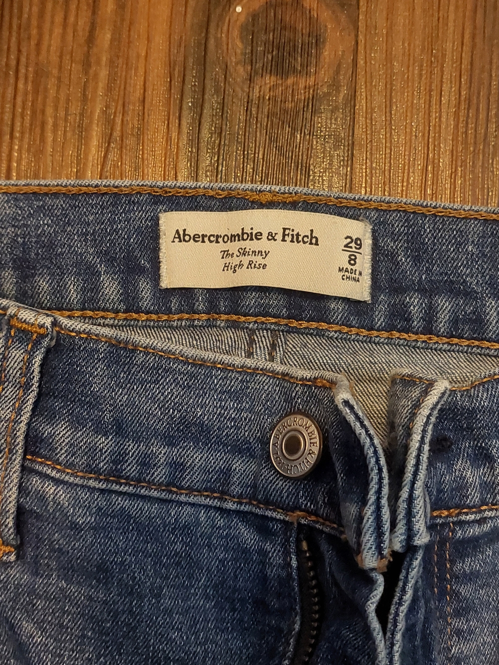 Abercrombie & Fitch The Skinny High Rise Distressed Denim Jeans Blue 29 8